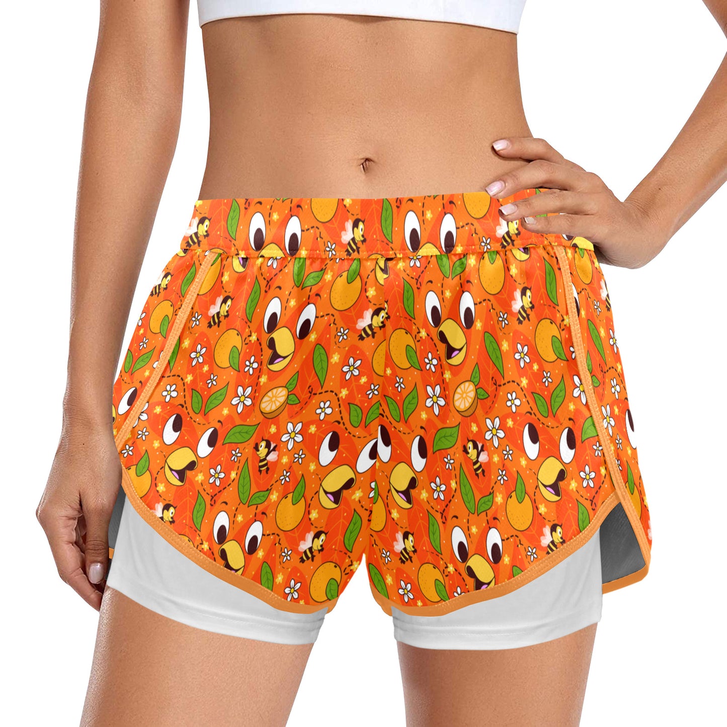 Orange Bird Women's Sports Shorts With Compression Liner