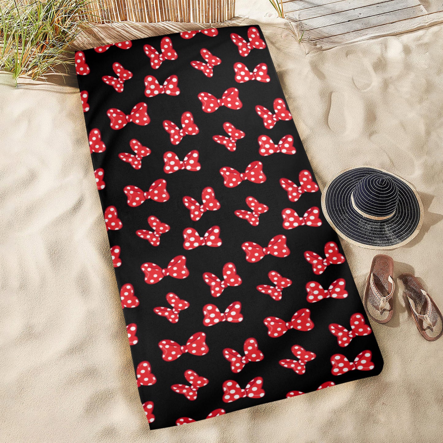 Polka Dots And Bows Beach Towel