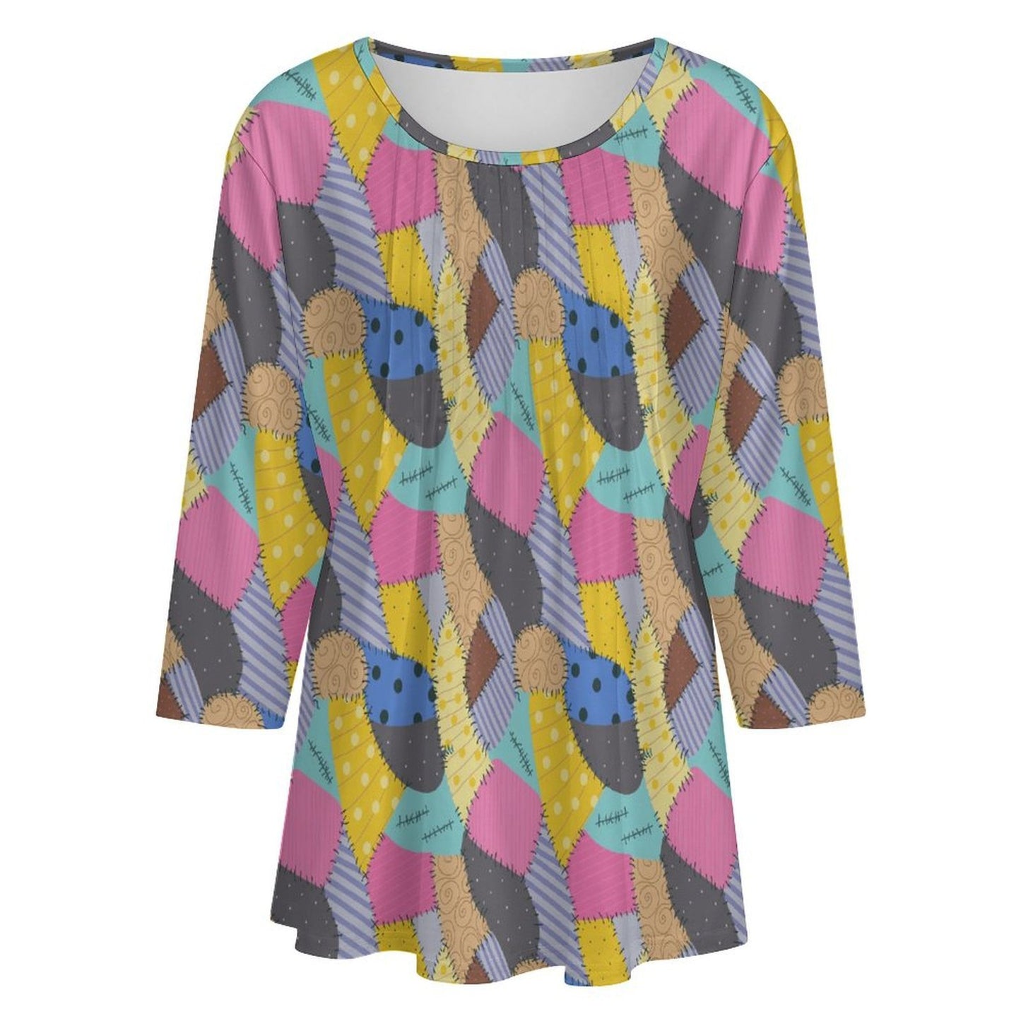 Sally's Dress Women's 3/4 Sleeve Pleated Tunic Top - Ambrie