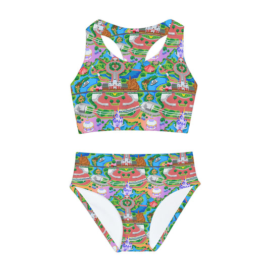 Park Map Girls Two Piece Swimsuit