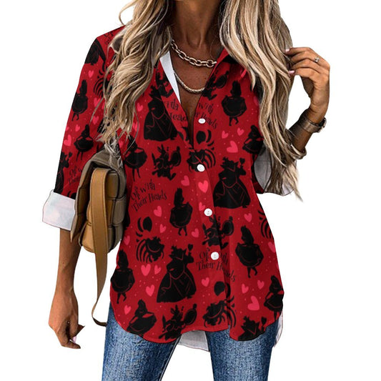 Off With Their Heads Long Sleeve Button Up Blouse