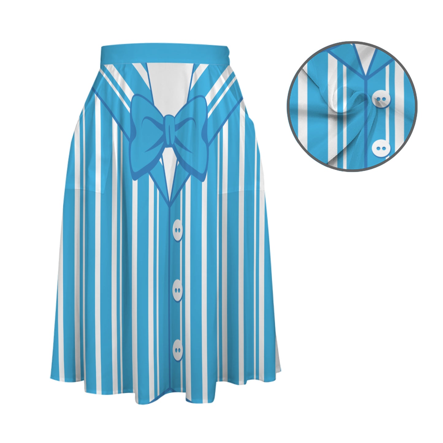 Dapper Dan Blue Elastic Waist Midi Skirt With Pockets