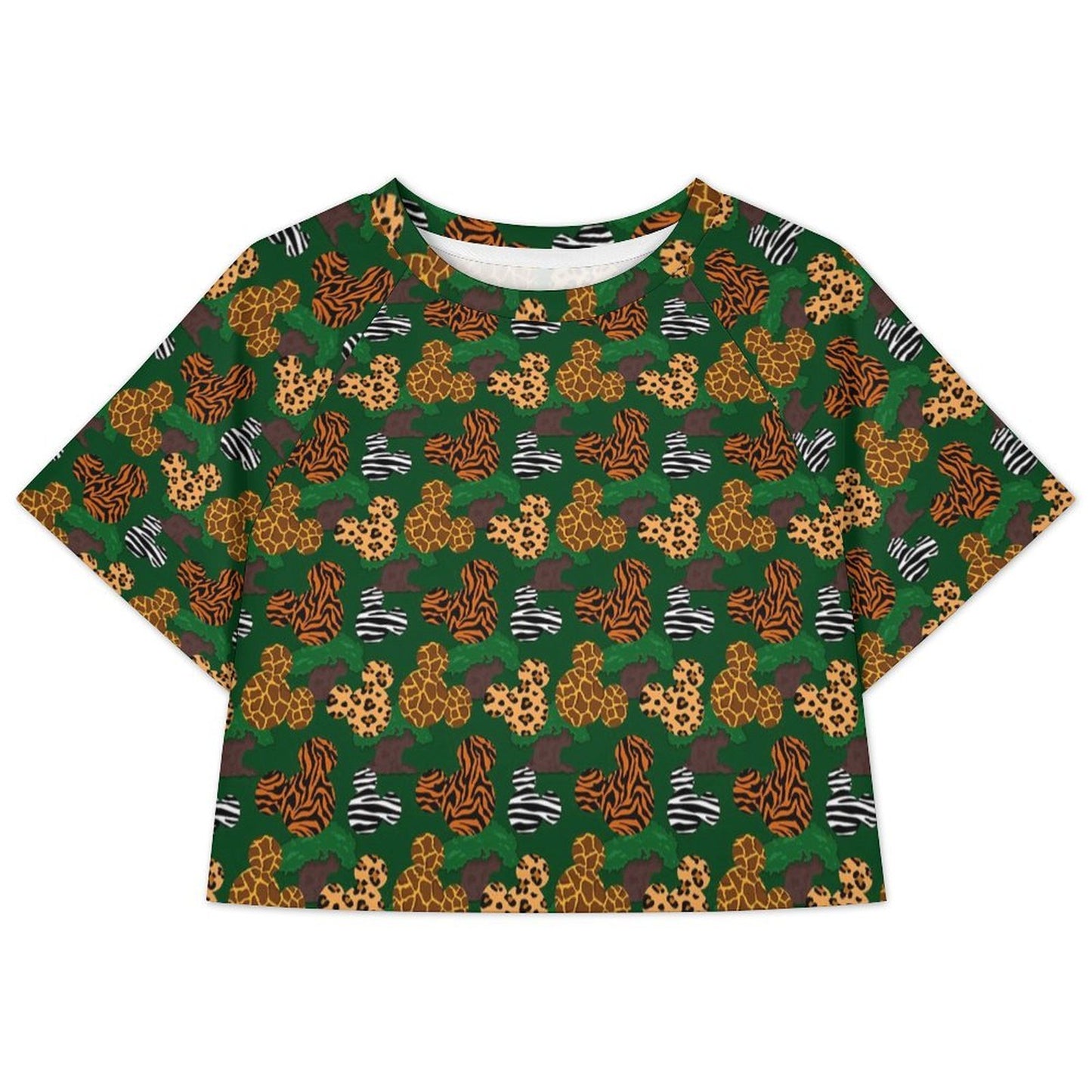 All Over Print Cropped Ralgan T-Shirt - Ambrie