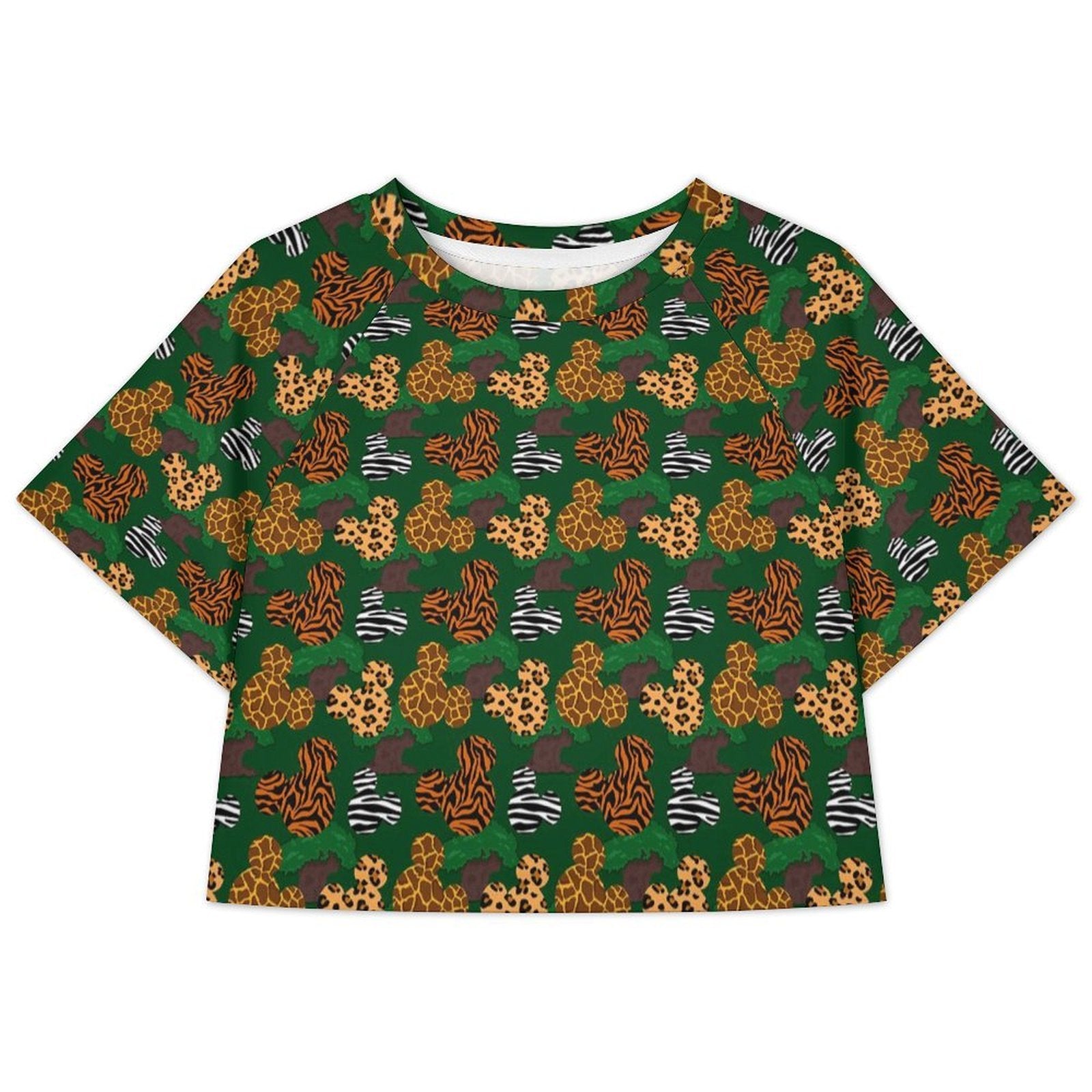 All Over Print Cropped Ralgan T-Shirt - Ambrie