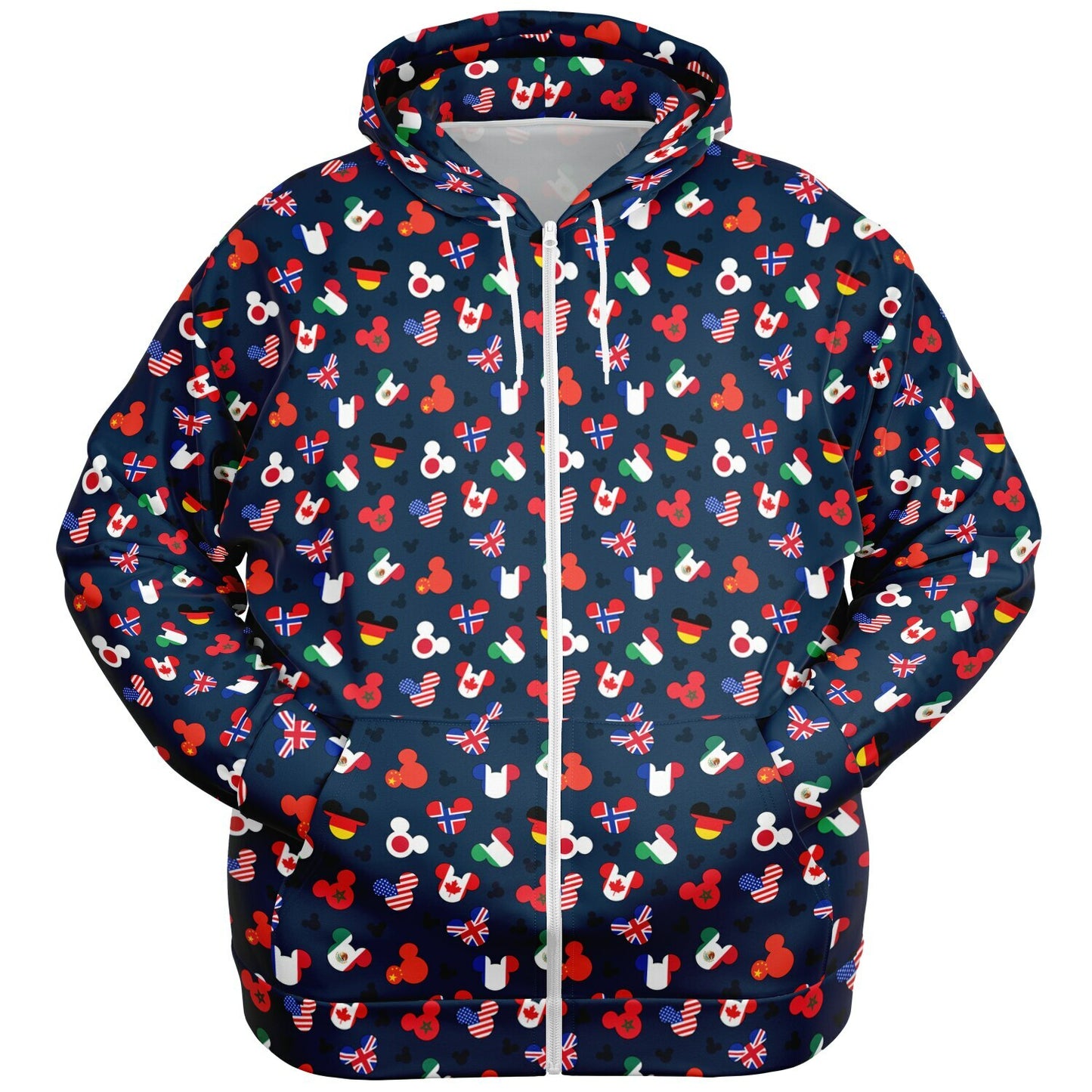 Mickey Flags Plus-size Unisex Zip Hoodie