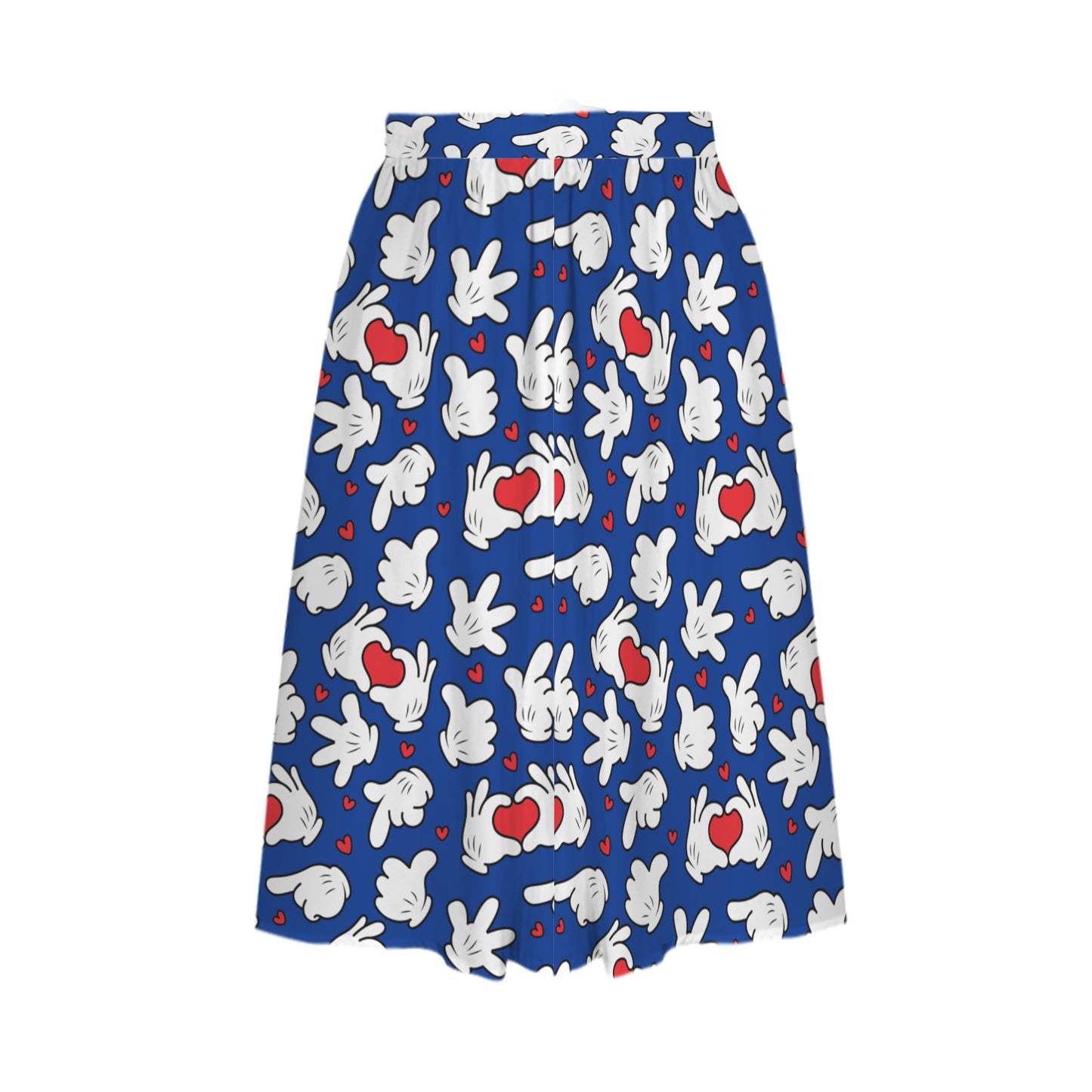 Happy Hands Elastic Waist Midi Skirt With Pockets