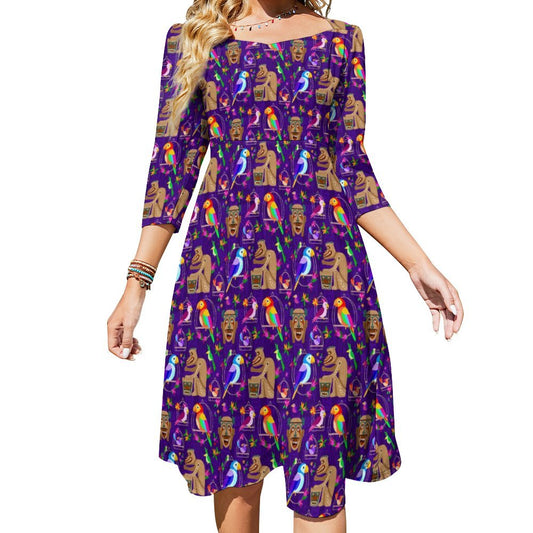 Tiki Plays The Drums Women's Sweetheart Dress Flare Dress