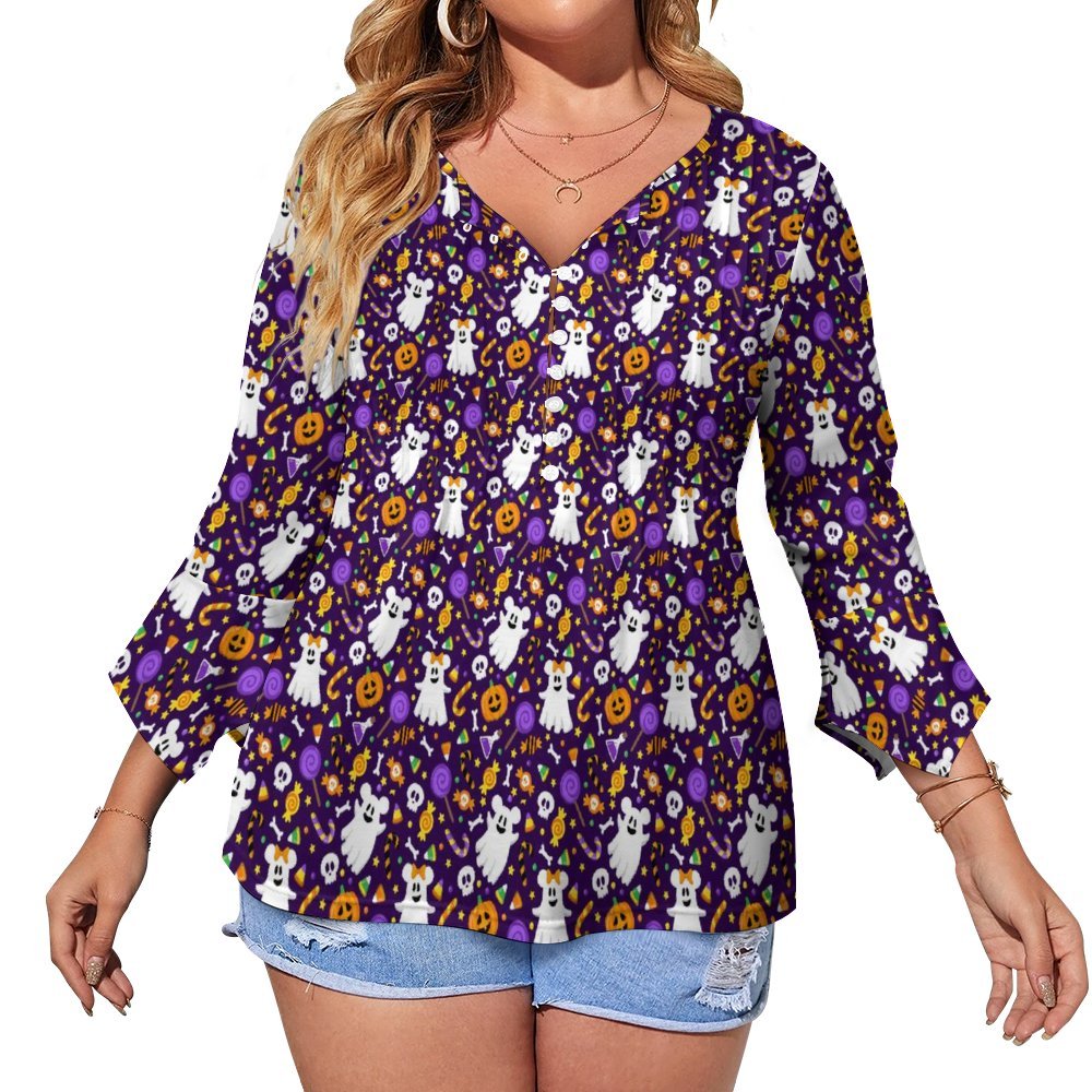 Spooky Mice Women's Ruffled Petal Sleeve Top