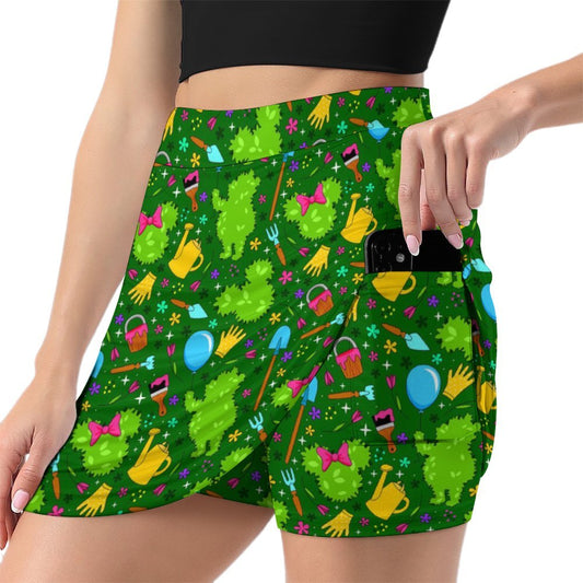 Flower And Garden Athletic A-Line Skirt With Pocket