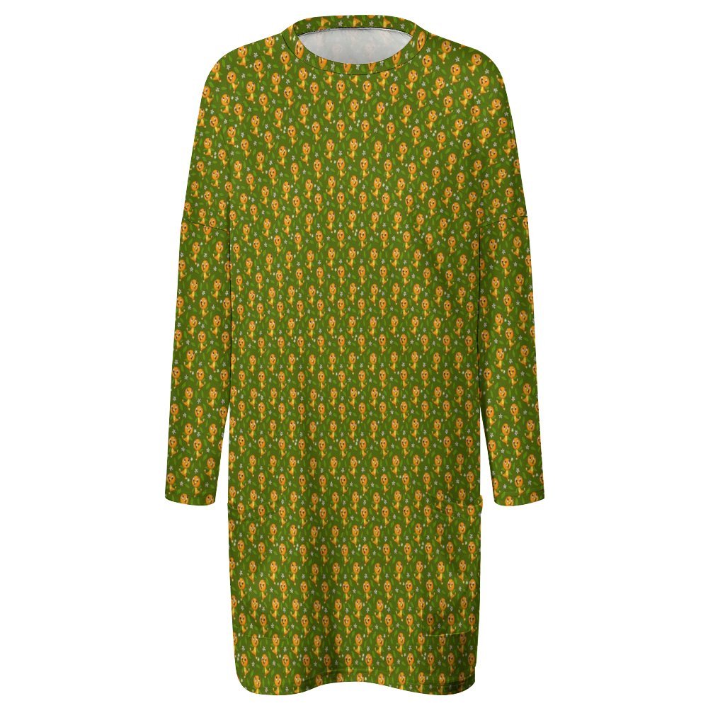 Orange Bird Women's Long Fit Sweatshirt With Pockets