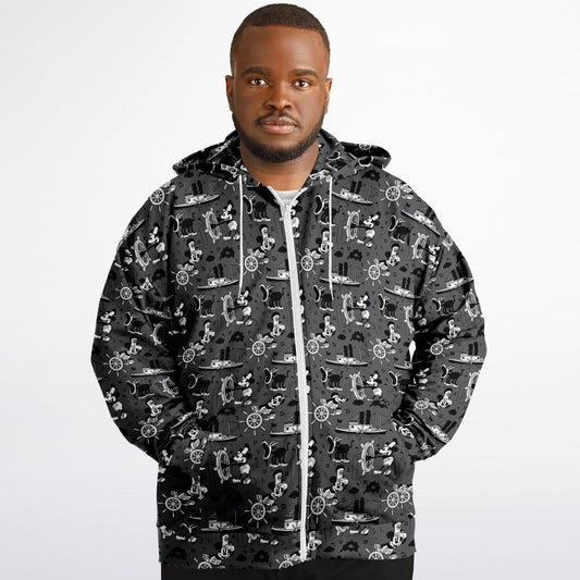 Steamboat Mickey Plus-size Unisex Zip Hoodie