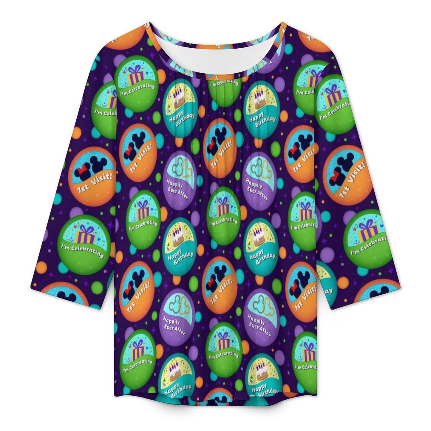 Button Collector Women's 3/4 Sleeve Pleated Tunic Top - Ambrie