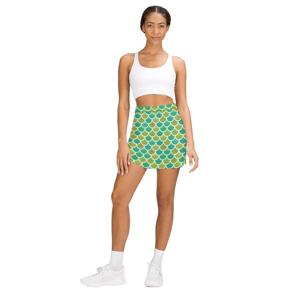 Mermaid Scales Athletic A-Line Skirt With Pocket Solid Shorts