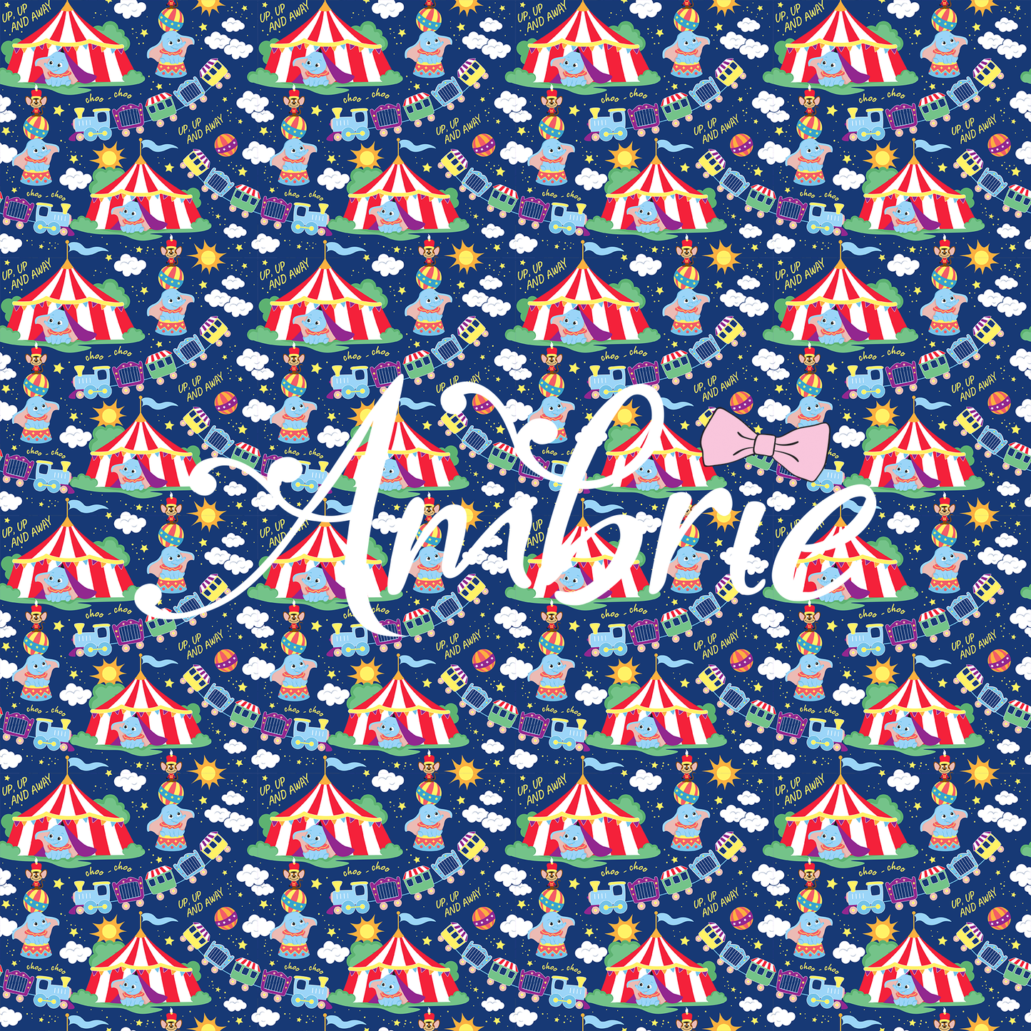 Dumbo Seamless Pattern, Magical Cartoon Seamless pattern, Fabric Sublimation