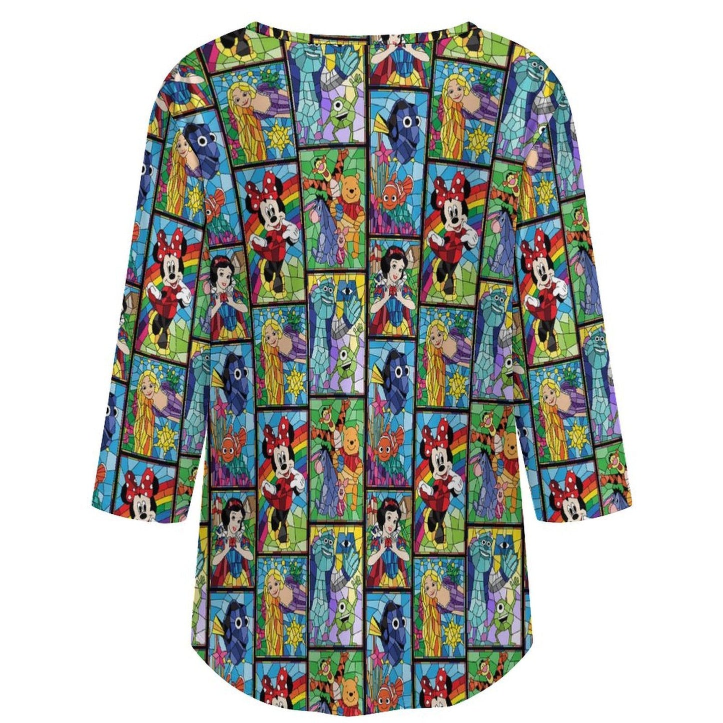 Stained Glass Women's 3/4 Sleeve Pleated Tunic Top - Ambrie