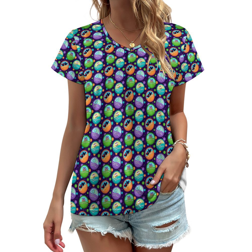 Button Collector Women's V-Neck Short Sleeve T-Shirt