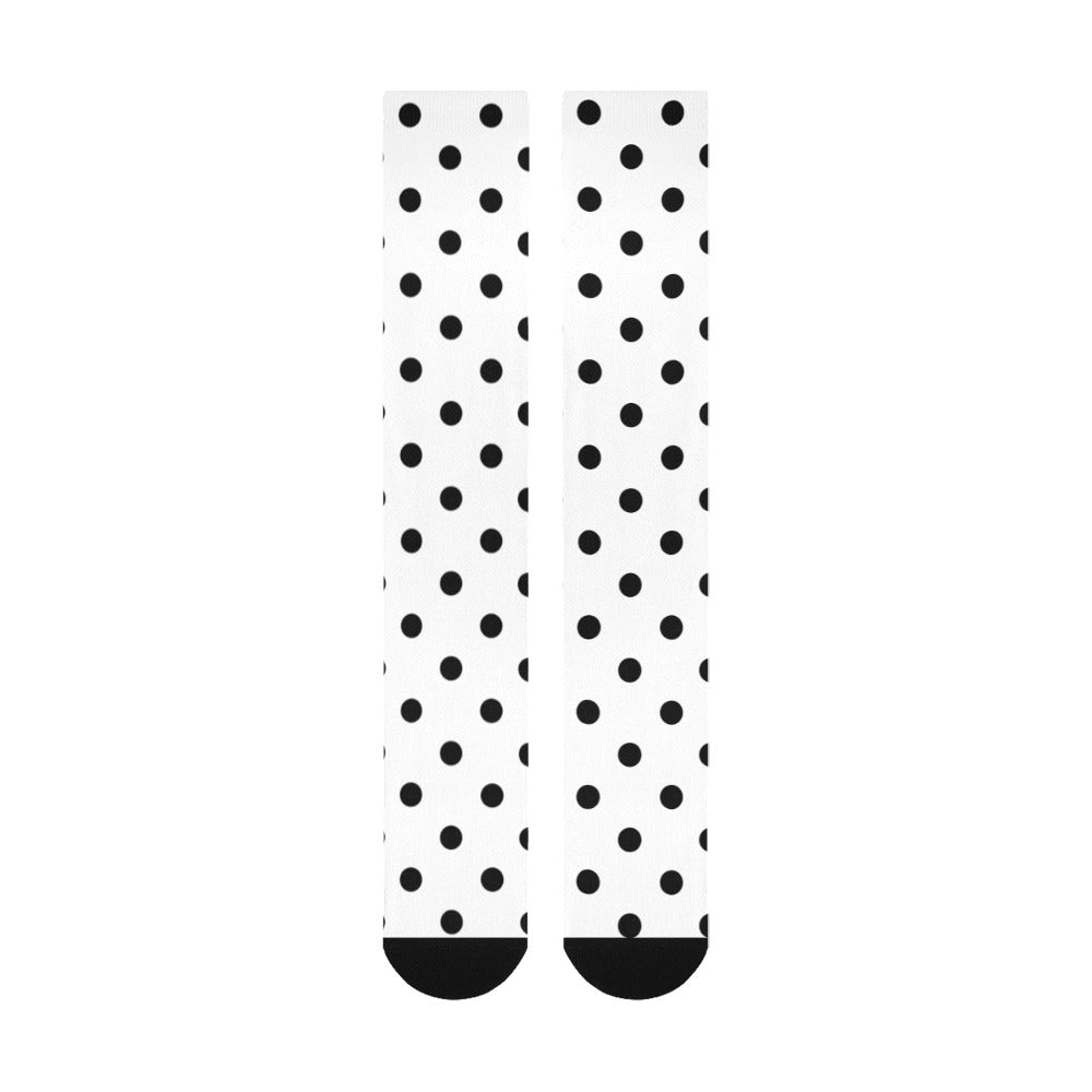 White With Black Polka Dots Over-The-Calf Socks