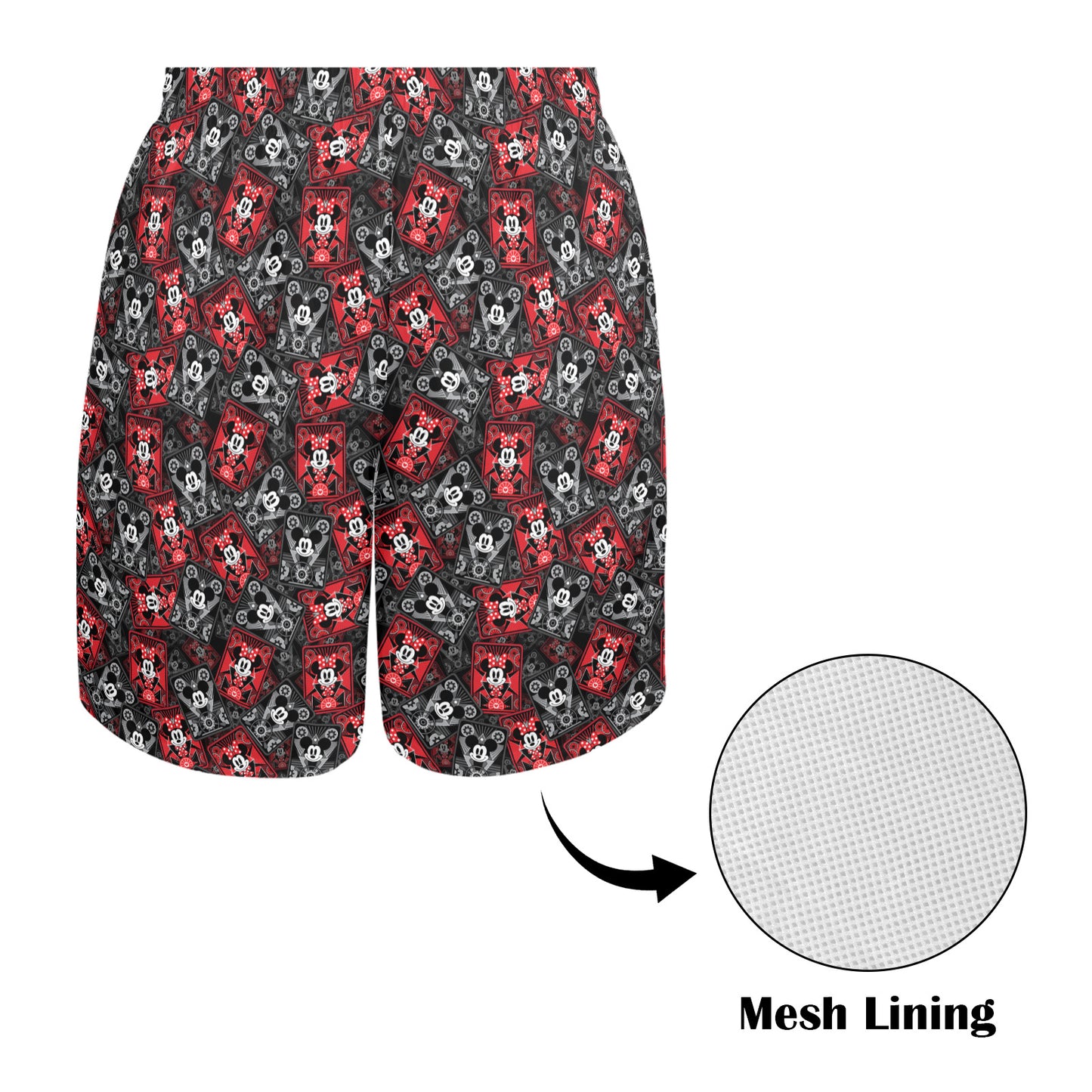 Steamboat Mickey And Minnie Cards Men's Swim Trunks Swimsuit
