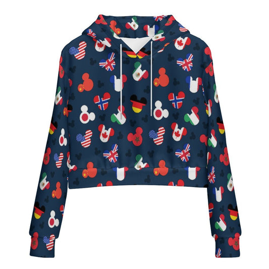 Mickey Flags Women's Cropped Hoodie