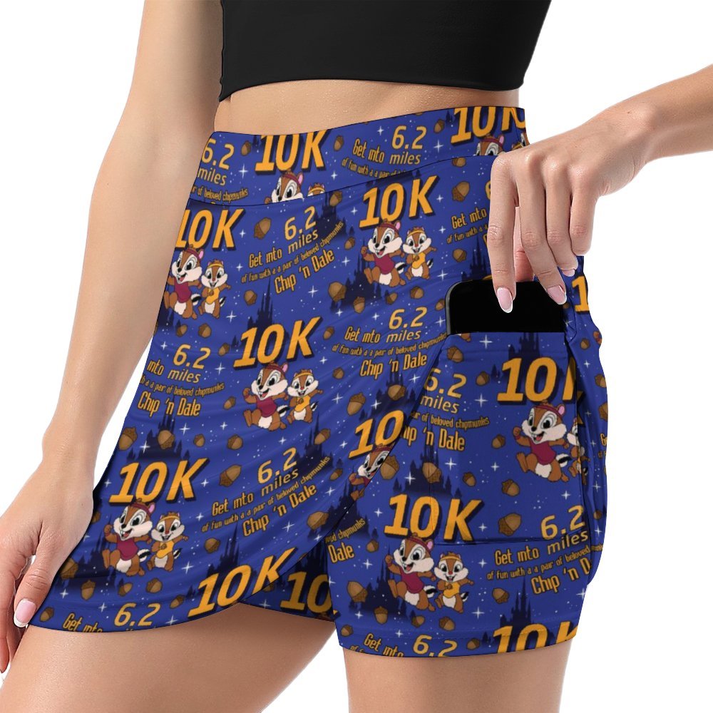 Chip And Dale 10K Athletic A-Line Skirt With Pocket