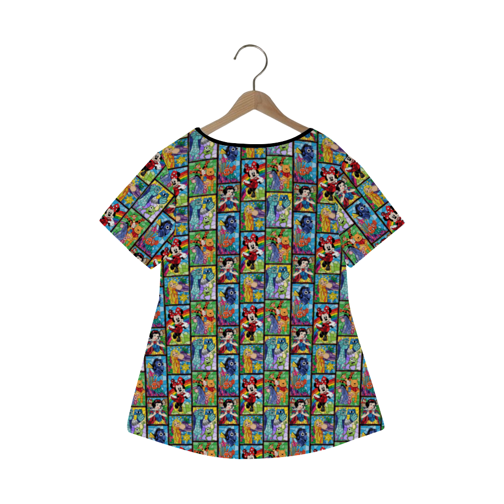 Stained Glass Characters Women's Crew Neck Loose Tunic