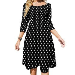 Black With White Polka Dots Women's Sweetheart Dress Flare Dress