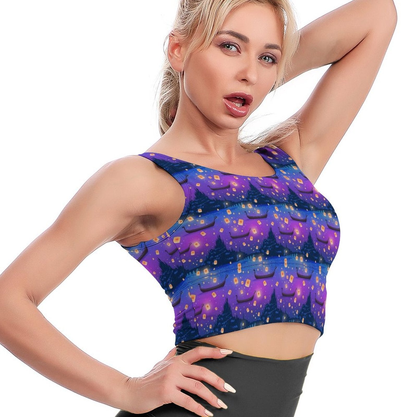 Floating Lanterns Women's Crop Tank Top - Ambrie