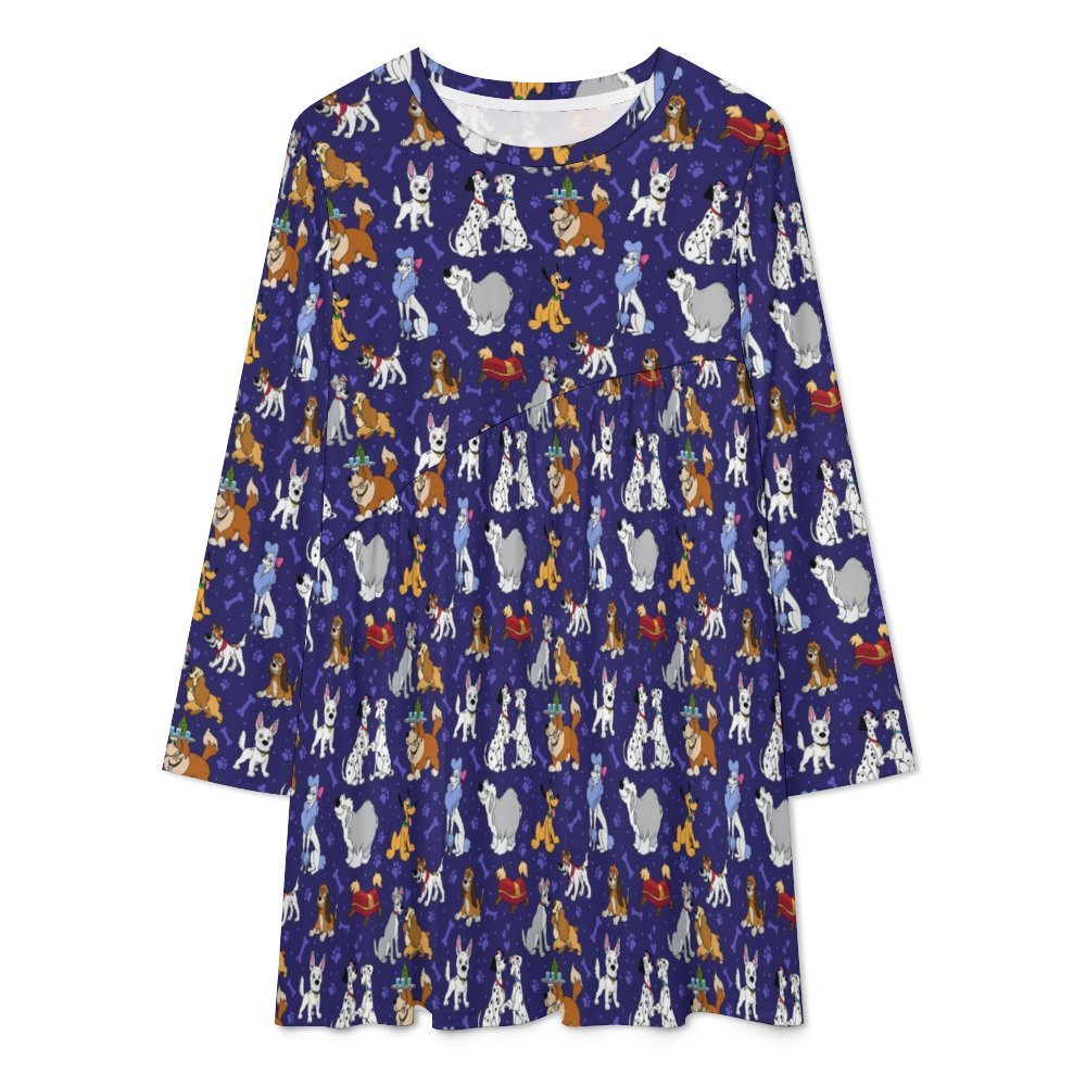 Dog Favorites Long Sleeve Patchwork T-shirt Dress