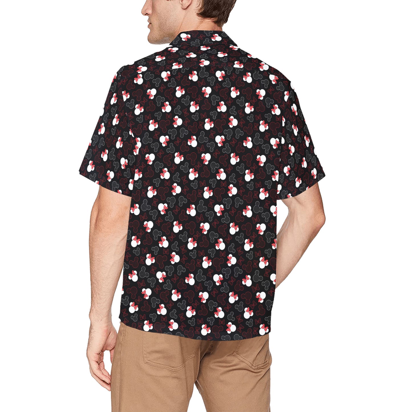 Mickey And Minnie Dots Hawaiian Shirt With Chest Pocket