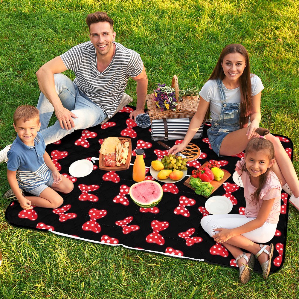 Polka Dot Bows Zipper Picnic Mat