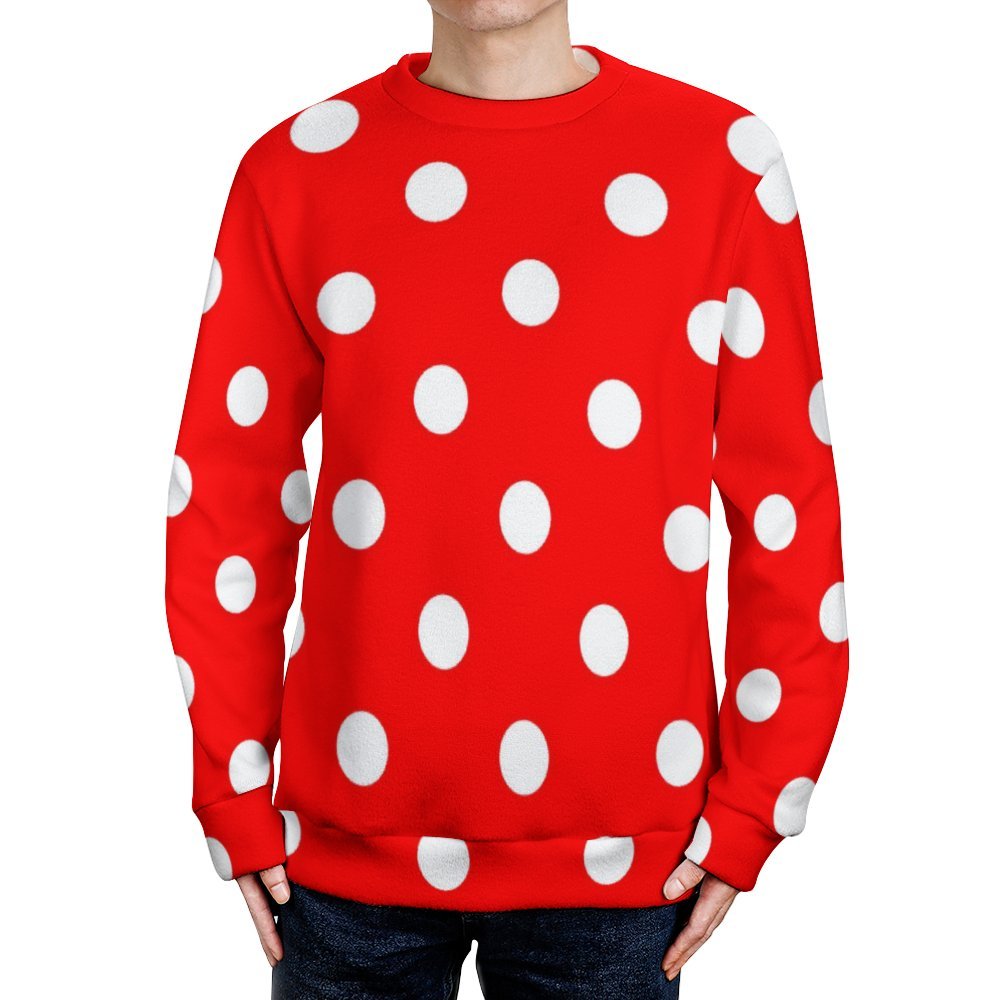 Red With White Polka Dots Unisex Crewneck Sweater