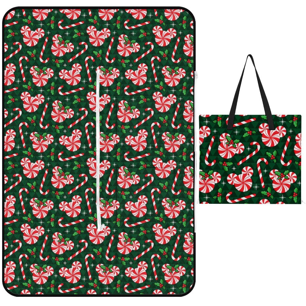 Christmas Peppermint Zipper Picnic Mat