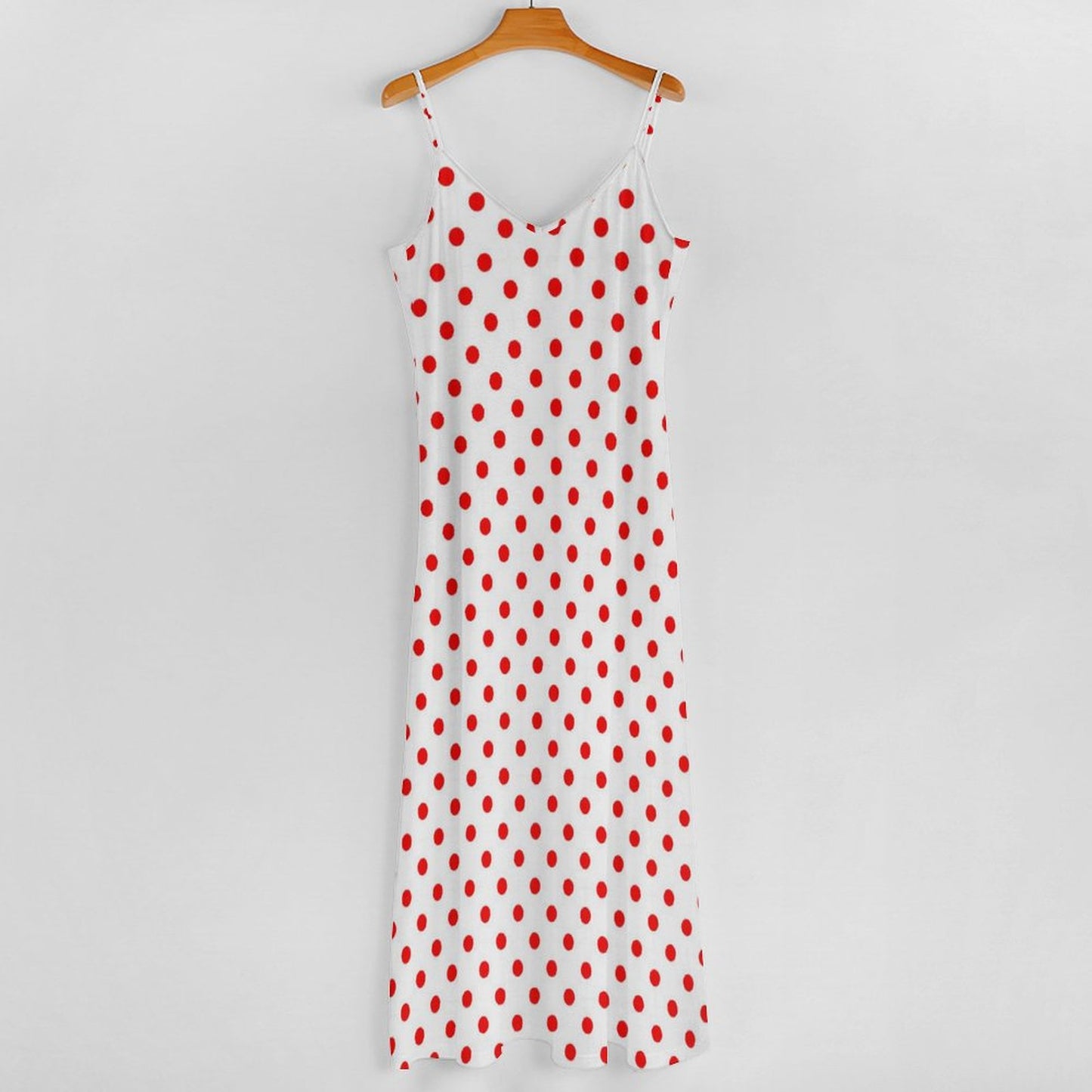 White WIth Red Polka Dots Women's Summer Slip Long Dress