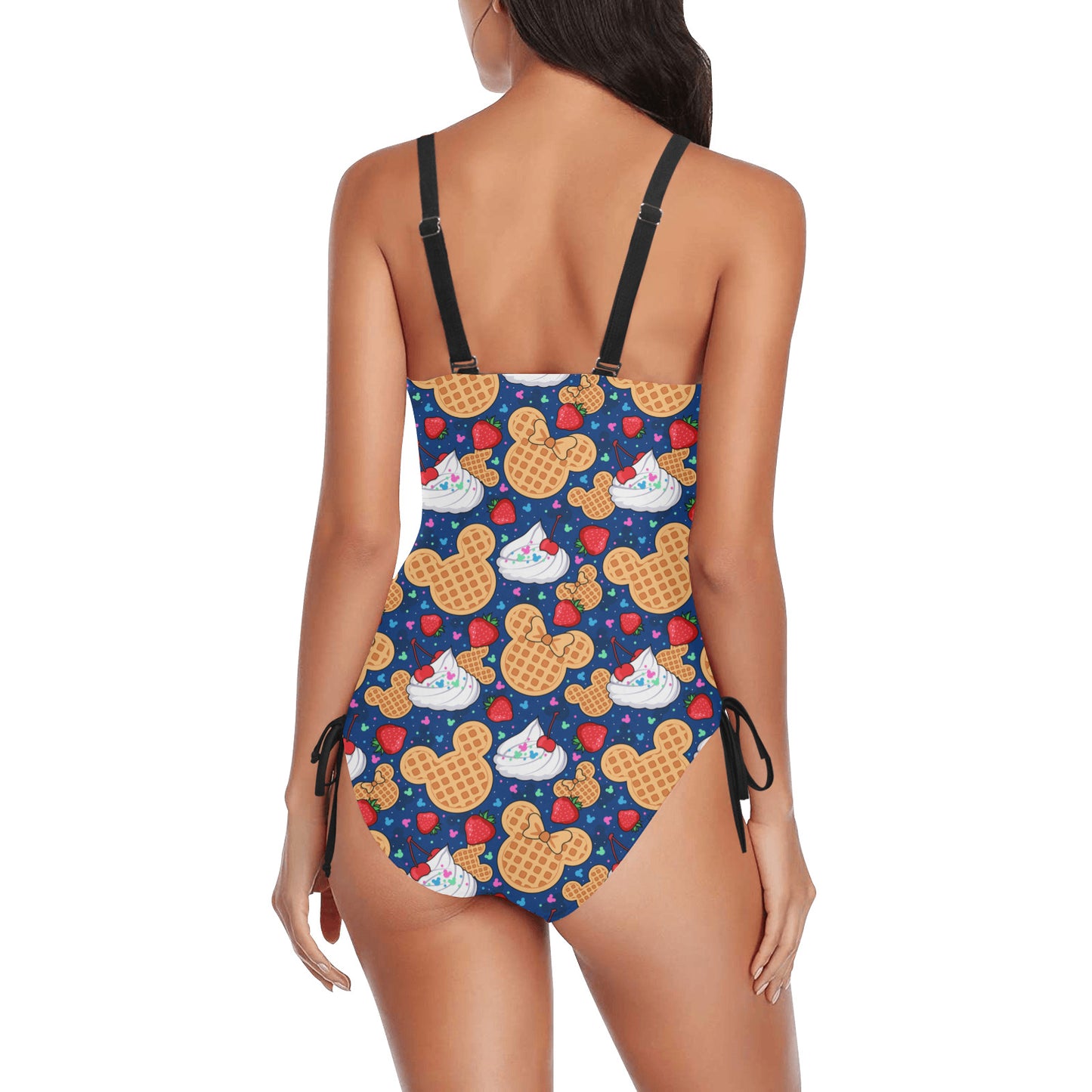 Waffles Drawstring Side Women's One-Piece Swimsuit