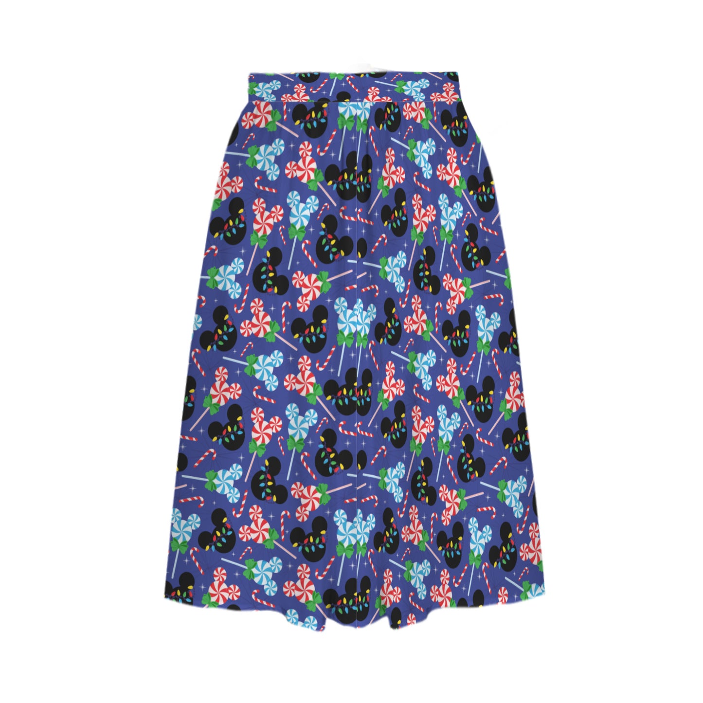 Christmas Candy Elastic Waist Midi Skirt With Pockets