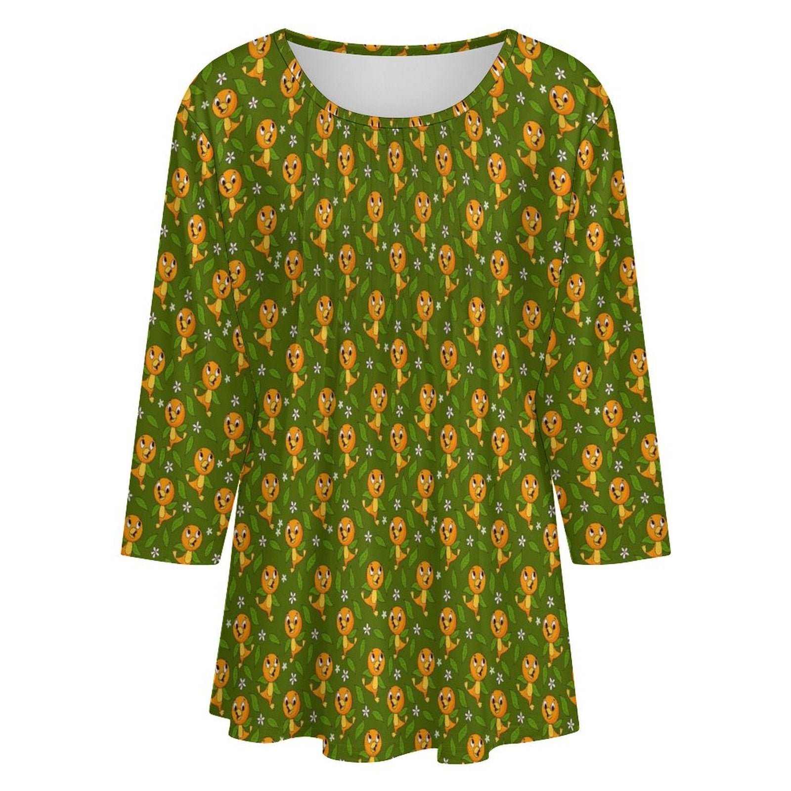 Orange Bird Women's 3/4 Sleeve Pleated Tunic Top - Ambrie