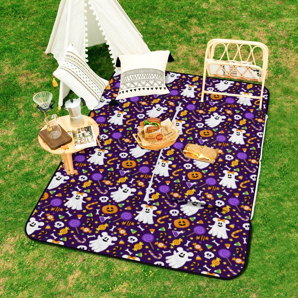 Mickey And Minnie Ghosts Zipper Picnic Mat