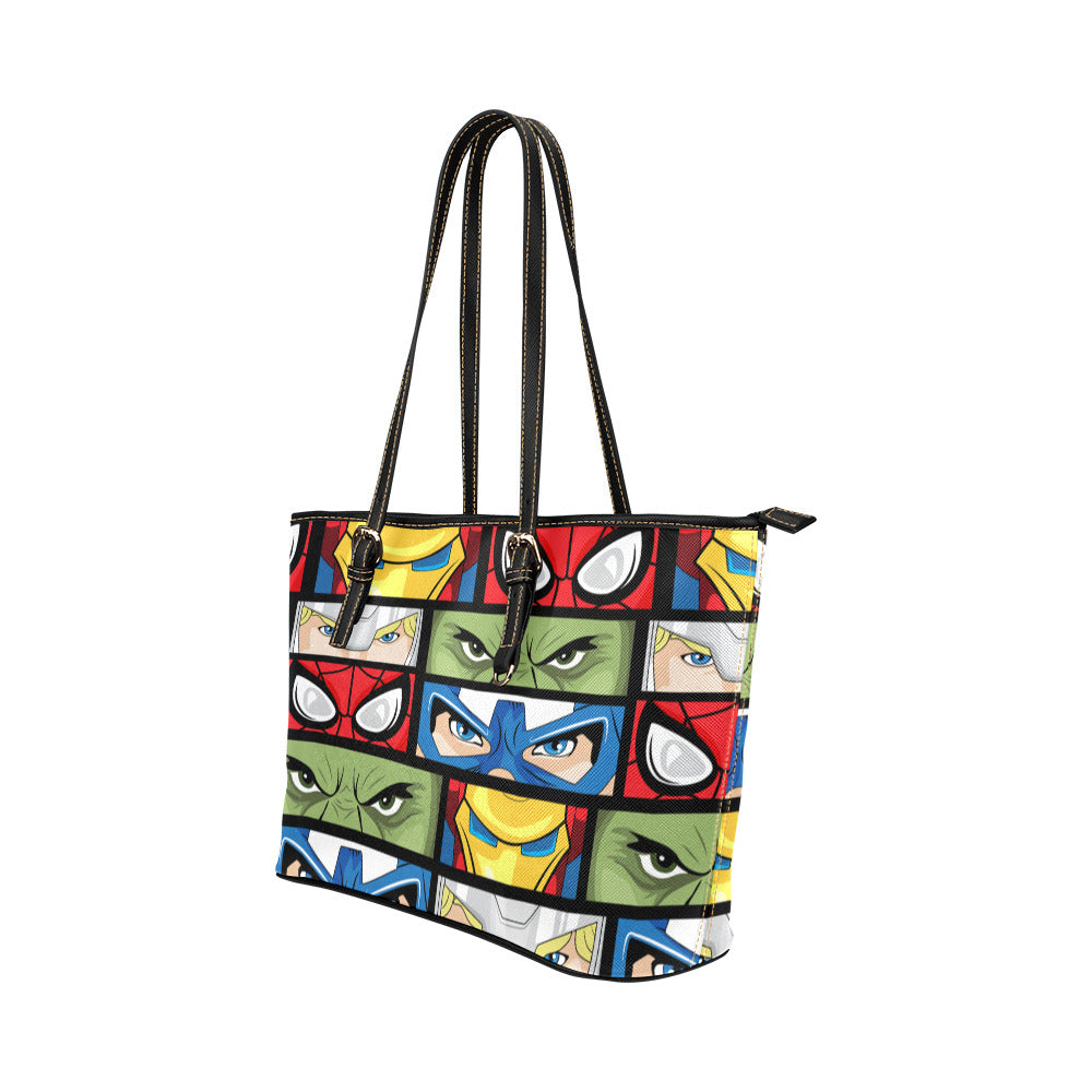 Super Heroes Eyes Leather Tote Bag