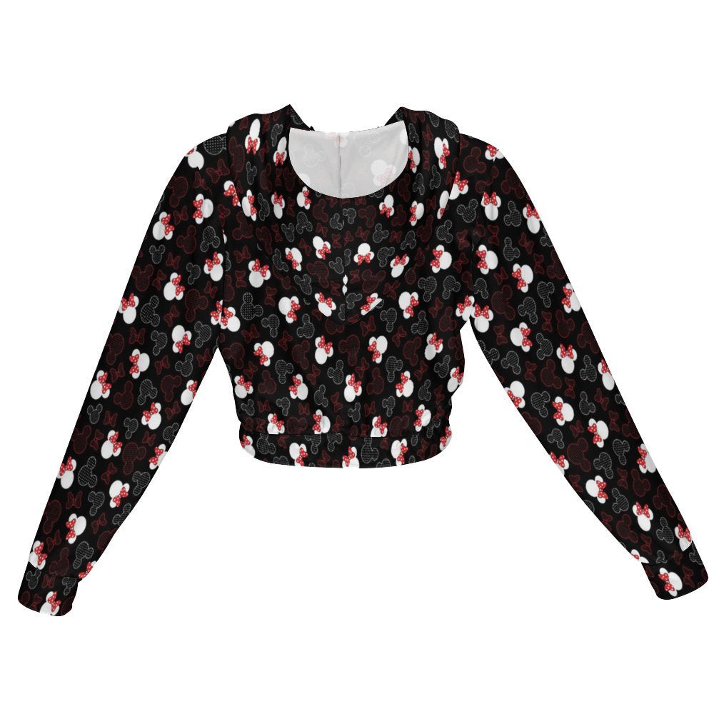 Mickey And Minnie Dots Women's Cropped Zipper Jacket