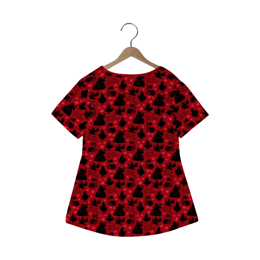 Disney Alice In Wonderland Queen Of Hearts Off With Their Heads Women's Crew Neck Loose Tunic