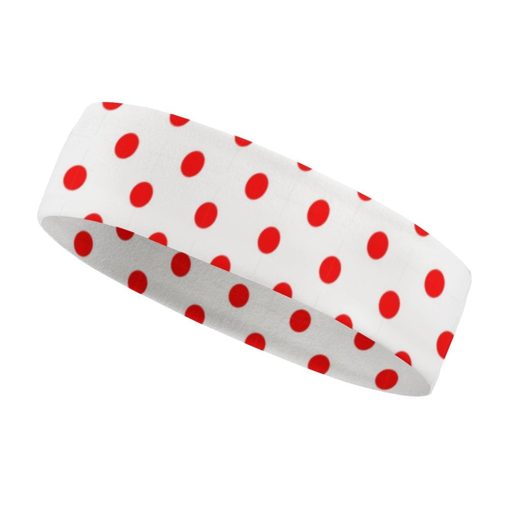 White With Red Polka Dots Sports Sweat Headband