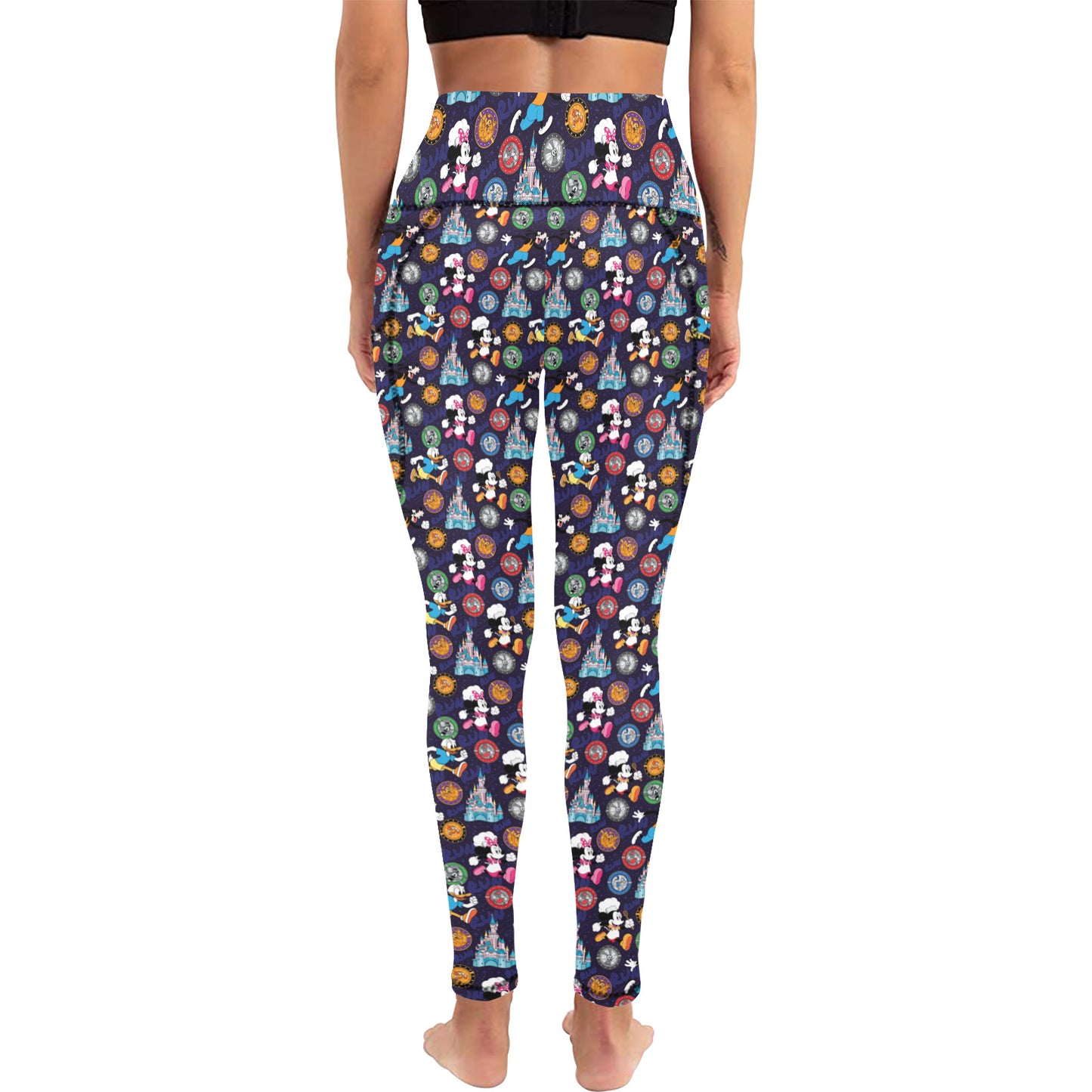 Mickey Wine And Dine Race Women's Athletic Leggings Wth Pockets