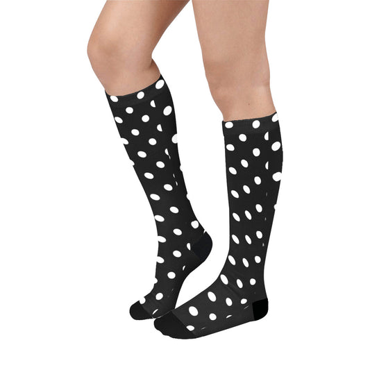 Black With White Polka Dots Over-The-Calf Socks