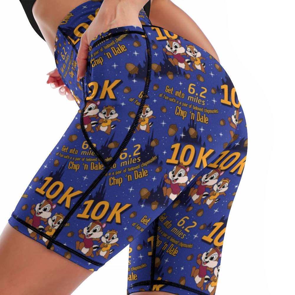 Chip And Dale 10K Women's Knee Length Athletic Yoga Shorts With Pockets