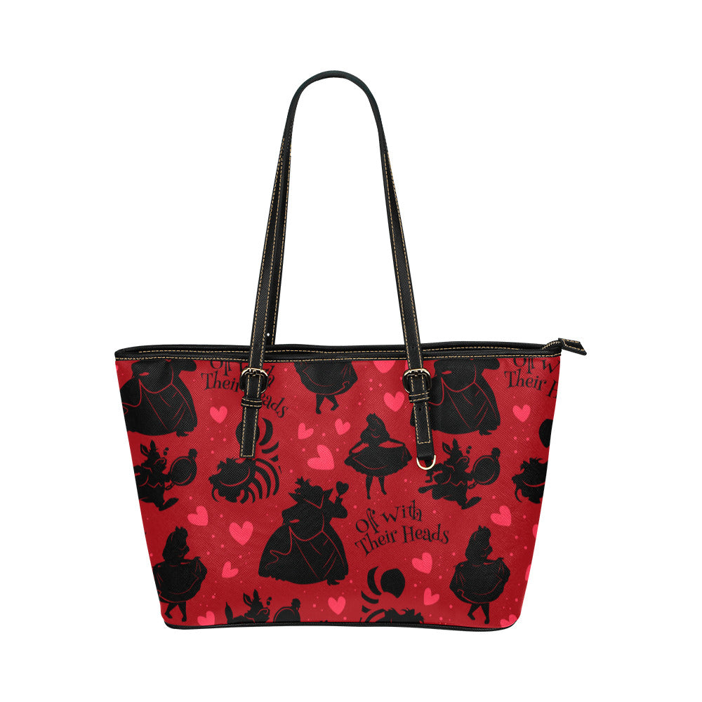 Disney Alice In Wonderland Queen Of Hearts Off With Their Heads Leather Tote Bag