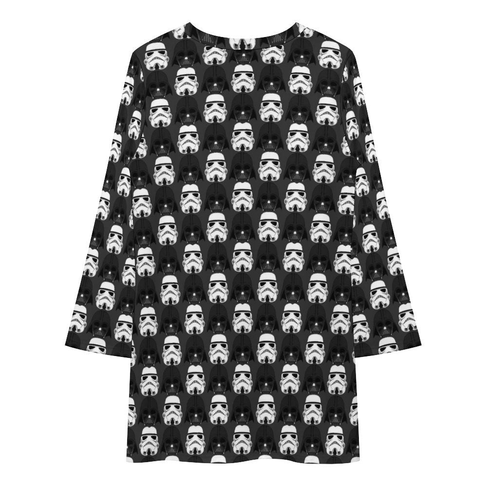Darth Vader And Storm Troopers Long Sleeve Patchwork T-shirt Dress