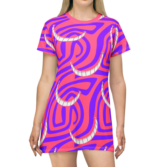 Disney Alice In Wonderland Cheshire Cat All Mad Here T-Shirt Dress