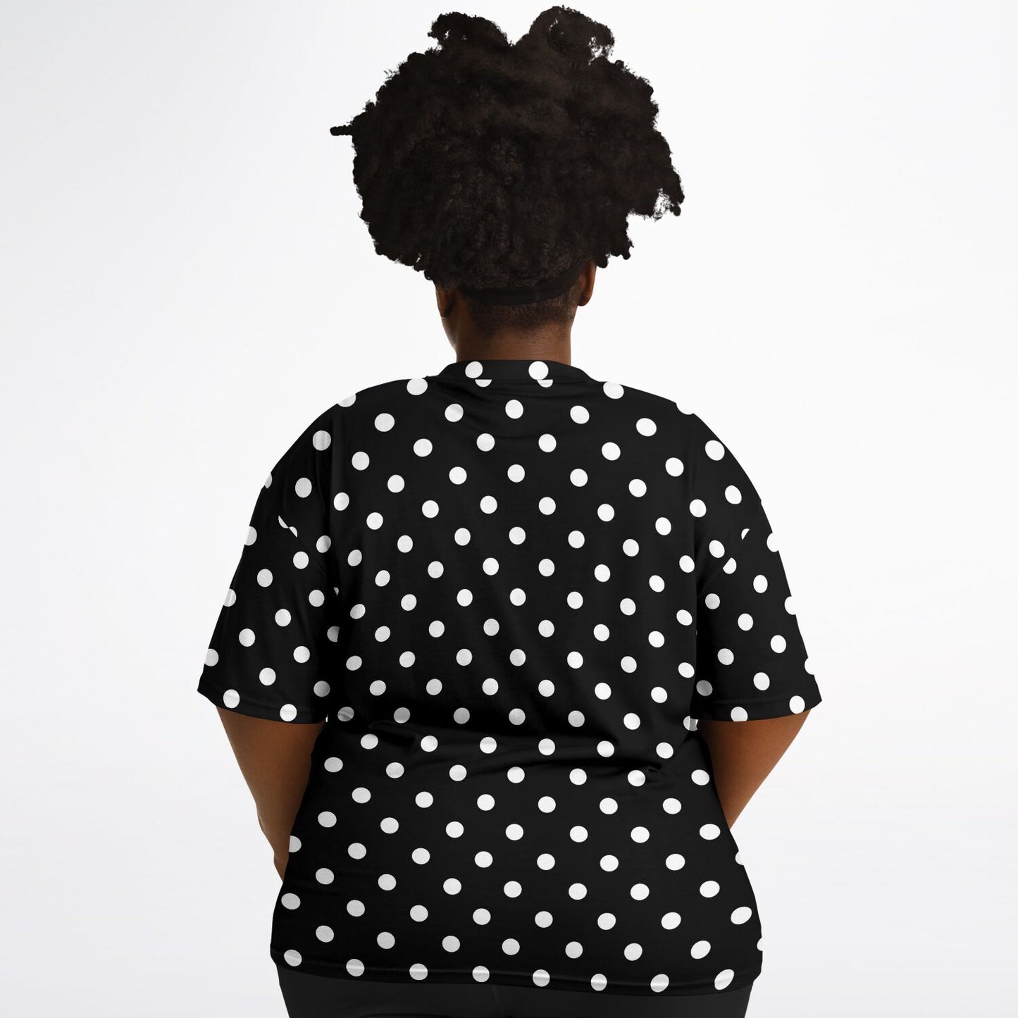 Black With White Polka Dots Unisex Plus-size T-Shirt