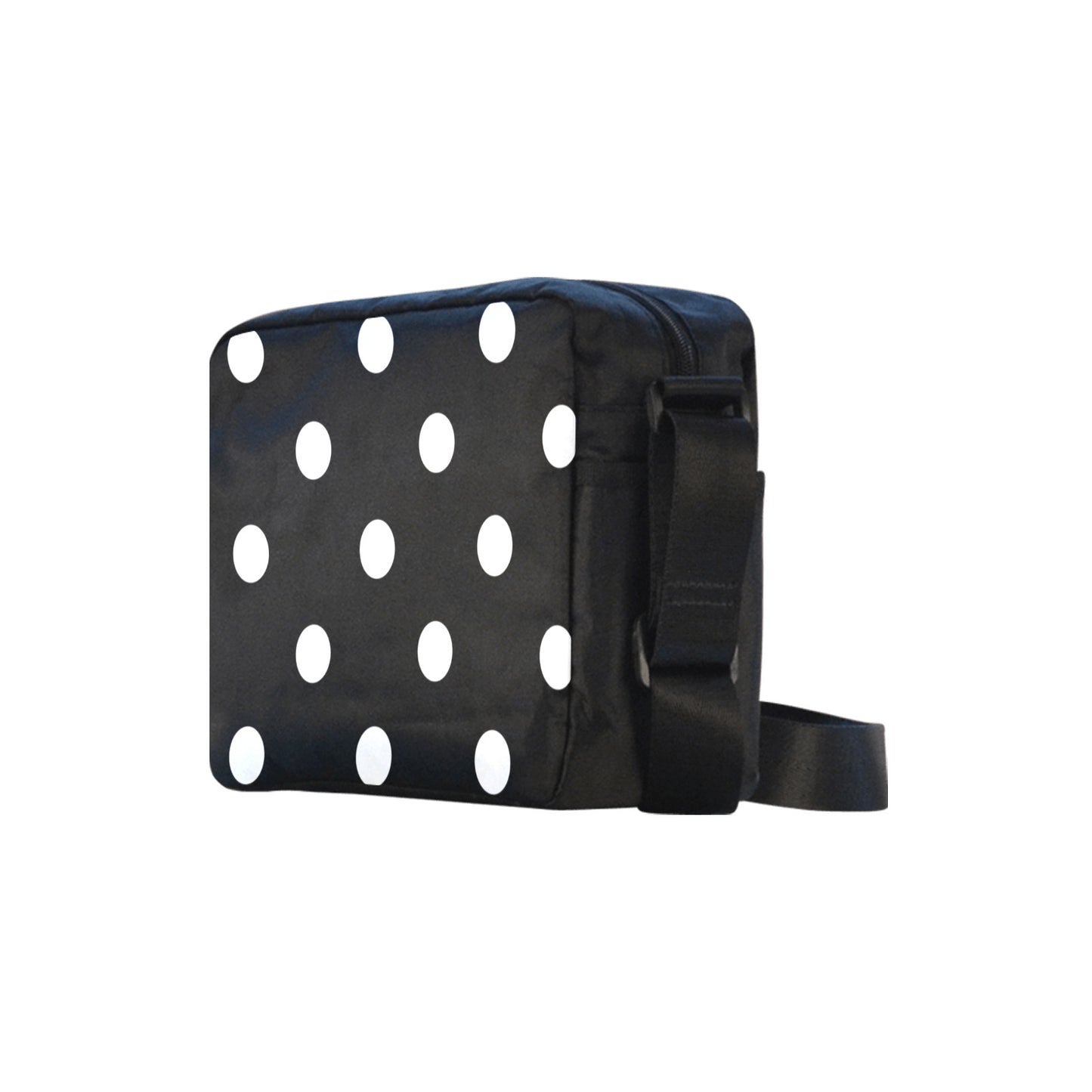 Black With White Polka Dots Classic Cross-body Nylon Bag