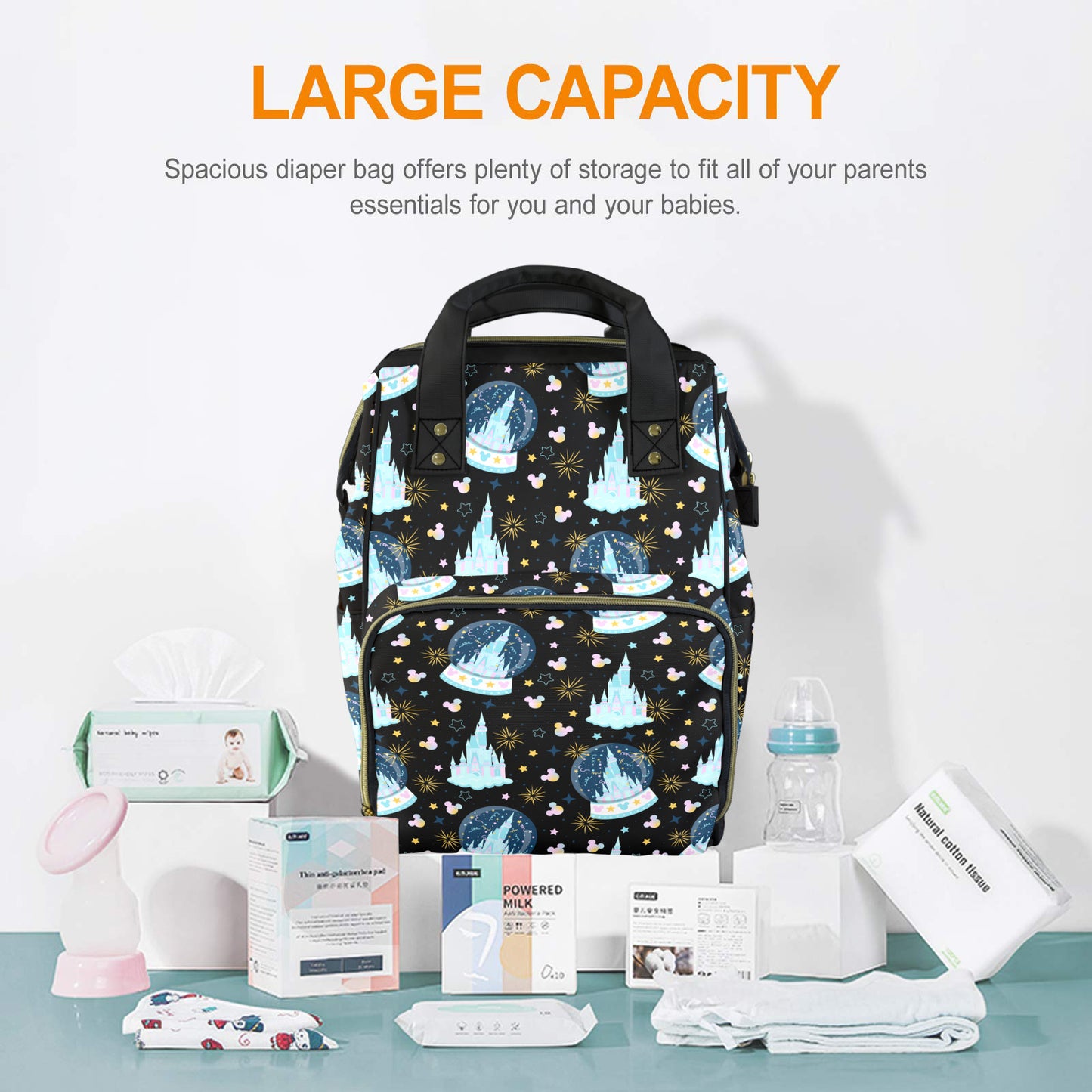 Castles And Snow Globes Multi-Function Diaper Bag